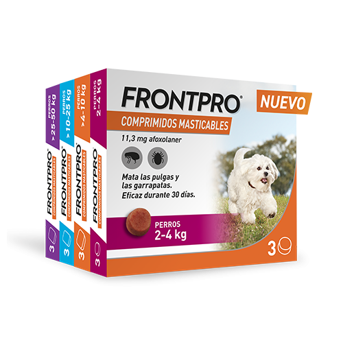 frontpro, comprimidos antiparasitarios para pulgas y garrapatas. Cómpralo en latiendadeconmiperro.es